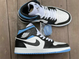 Authentic Air Jordan 1 Mid White/Black/University Blue GS