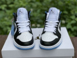 Authentic Air Jordan 1 Mid White/Black/University Blue GS