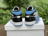 Authentic Air Jordan 1 Mid White/Black/University Blue GS