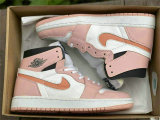 Authentic Air Jordan 1 High OG Pink/White/Black Women Shoes