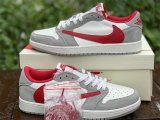Authentic Travis Scott x Air Jordan 1 Low White/Grey/Red