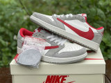 Authentic Travis Scott x Air Jordan 1 Low White/Grey/Red