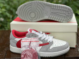 Authentic Travis Scott x Air Jordan 1 Low White/Grey/Red