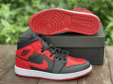 Authentic Air Jordan 1 Mid White/Black/Red GS