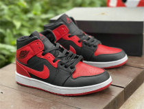 Authentic Air Jordan 1 Mid White/Black/Red GS