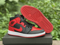 Authentic Air Jordan 1 Mid White/Black/Red