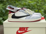 Authentic Travis Scott x Air Jordan 1 Low White/Black/Red GS