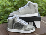 Authentic CLOT x Nike Dunk High Metallic Silver