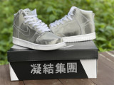 Authentic CLOT x Nike Dunk High Metallic Silver