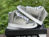 Authentic CLOT x Nike Dunk High Metallic Silver
