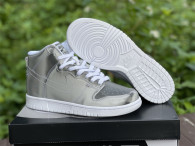 Authentic CLOT x Nike Dunk High Metallic Silver
