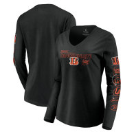 Cincinnati Bengals Fanatics Branded Women's Super Bowl LVI Bound Hollywood Action Long Sleeve V-Neck T-Shirt - Black
