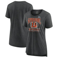 Cincinnati Bengals Fanatics Branded Women's Super Bowl LVI Bound Retro Tri-Blend Scoop Neck T-Shirt - Heathered Charcoal