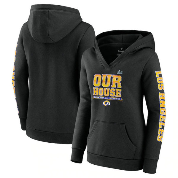 Los Angeles Rams Fanatics Women's LVI Champions Hometown Audible Hoodies-Black
