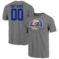 Los Angeles Rams Fanatics Branded Personalized Heritage Name & Number Tri-Blend T-Shirt - Heathered Gray