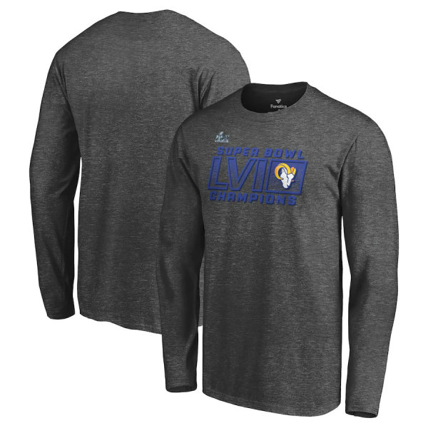 Los Angeles Rams Fanatics Branded Super Bowl LVI Champions Big & Tall Fumble Long Sleeve T-Shirt - Charcoal