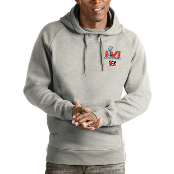 Cincinnati Bengals Antigua Super Bowl LVI Bound Victory Pullover Hoodie - Heathered Gray