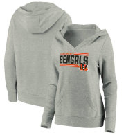 Cincinnati Bengals Fanatics Branded Women's On Side Stripe V-Neck Pullover Hoodie - Heathered Gray
