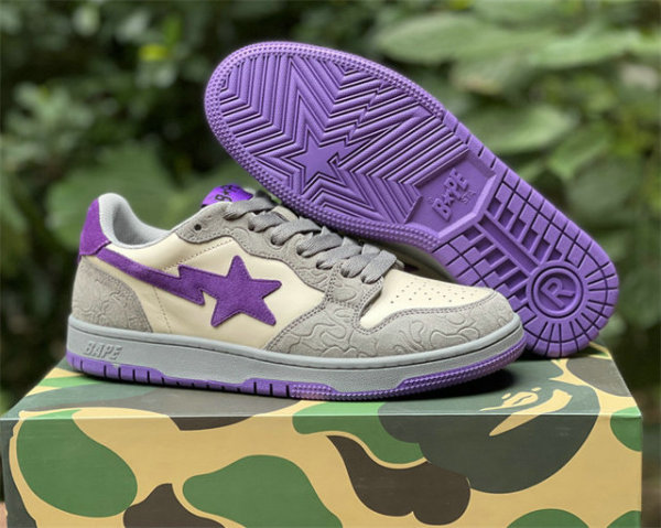 Authentic A Bathing Ape Bape SK8 Sta Grey Purple