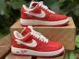 Authentic LV x Nike Air Force 1 Low Red/White
