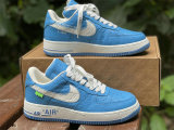 Authentic LV x Nike Air Force 1 Low Light Blue/White