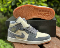 Authentic Air Jordan 1 Mid Coconut Milk/Particle Grey-White GS