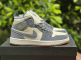 Authentic Air Jordan 1 Mid Coconut Milk/Particle Grey-White