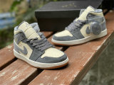 Authentic Air Jordan 1 Mid Coconut Milk/Particle Grey-White
