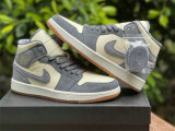 Authentic Air Jordan 1 Mid Coconut Milk/Particle Grey-White