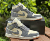 Authentic Air Jordan 1 Mid Coconut Milk/Particle Grey-White
