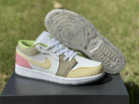 Authentic Air Jordan 1 Low Colorful Canvas GS