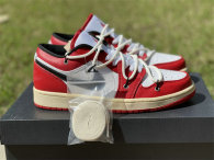Authentic Air Jordan 1 Low White/Red/Black GS
