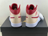 Authentic Air Jordan 1 Mid White/Tan/Beige/Red