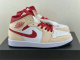 Authentic Air Jordan 1 Mid White/Tan/Beige/Red GS