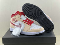Authentic Air Jordan 1 Mid White/Tan/Beige/Red