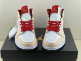 Authentic Air Jordan 1 Mid White/Tan/Beige/Red