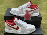 Authentic Air Jordan 1 Low Light Smoke Grey/White-Gym Red GS