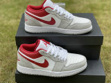 Authentic Air Jordan 1 Low Light Smoke Grey/White-Gym Red GS