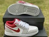 Authentic Air Jordan 1 Low Light Smoke Grey/White-Gym Red GS