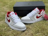 Authentic Air Jordan 1 Low Light Smoke Grey/White-Gym Red GS
