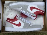 Authentic Air Jordan 1 Low Light Smoke Grey/White-Gym Red GS
