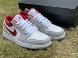 Authentic Air Jordan 1 Low Light Smoke Grey/White-Gym Red GS