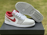 Authentic Air Jordan 1 Low Light Smoke Grey/White-Gym Red GS