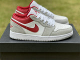 Authentic Air Jordan 1 Low Light Smoke Grey/White-Gym Red GS