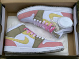 Authentic Air Jordan 1 Mid Pink/Tan/Soft Yellow
