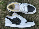 Authentic Air Jordan 1 Low Black/Grey/Gold