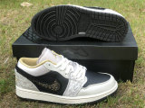 Authentic Air Jordan 1 Low Black/Grey/Gold