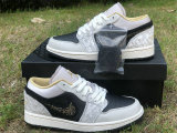Authentic Air Jordan 1 Low Black/Grey/Gold