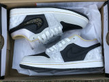 Authentic Air Jordan 1 Low Black/Grey/Gold