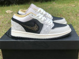 Authentic Air Jordan 1 Low Black/Grey/Gold